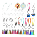 146pcs Leather Tassel Keychain Charms Jump Rings Acrylic Keyrings Blanks Crafts