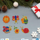 6pcs DIY Full Drill Round Cute Animals Diamond Painting Christmas Stickers