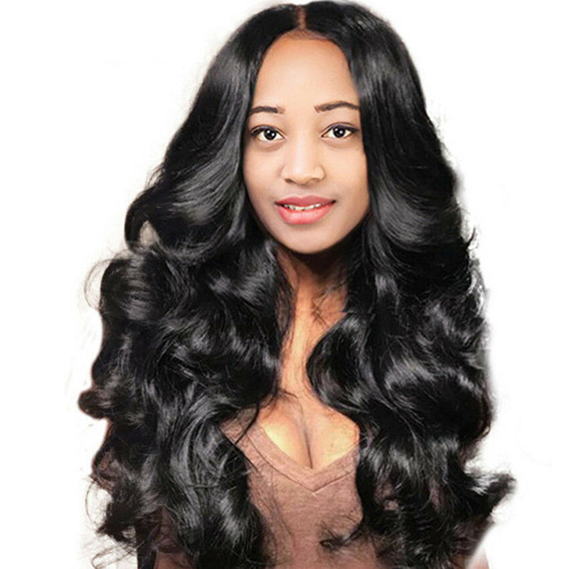 22'' Women Wavy Curly Long Hair Wig Balck Synthetic Heat Resistant Wig Full Hair