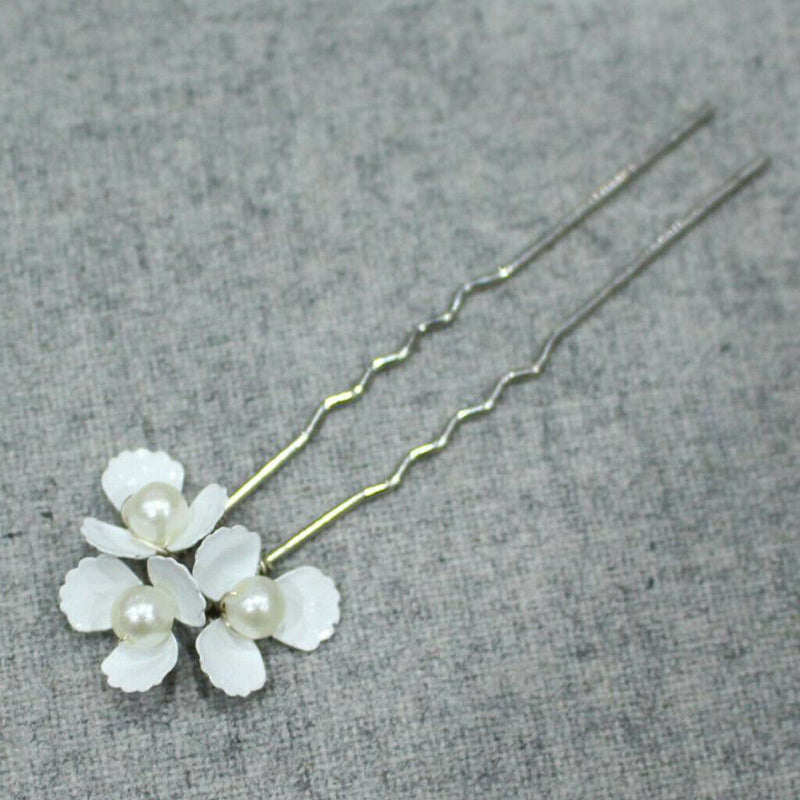 Bride Bridesmaid Wedding Party Hair Pin Womens Hair Stick Headwear White