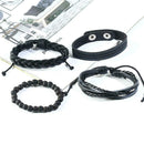 4pcs Retro Weave Bracelet Multilayer Leather Bangles Unisex Jewelry Gift A