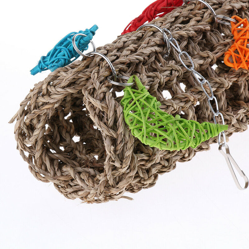 Parrot Tunnel Hammock Swing Toys Natural Straw Hamster Guinea Pig Activity Tube