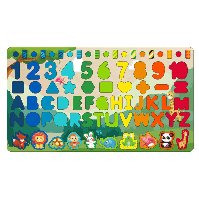 Wooden Puzzles Set for Toddlers ABC Letter and Number Learning Board Game Early