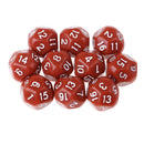 10pcs 16 Sided D16 14mm Acrylic Opaque Dice for Role Playing Game RPG Coffe