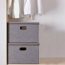 Large Gray with Lid Folding Storage Box Linen Fabric Foldable with Lid Stor