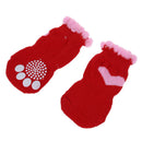 2 Pairs Size L Antislip Bottom Pet Dog Doggie Puppy Socks Red Pink M6P7