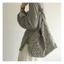Fashion Cotton Shoulder Tote Bag Female Leopard Pattern Travel Top-handle Clutch