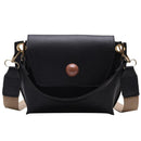 Women Fashion Wide Shoulder Messenger Bag PU Leather Retro Handbag (Black) A