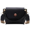 Women Fashion Wide Shoulder Messenger Bag PU Leather Retro Handbag (Black) A#S