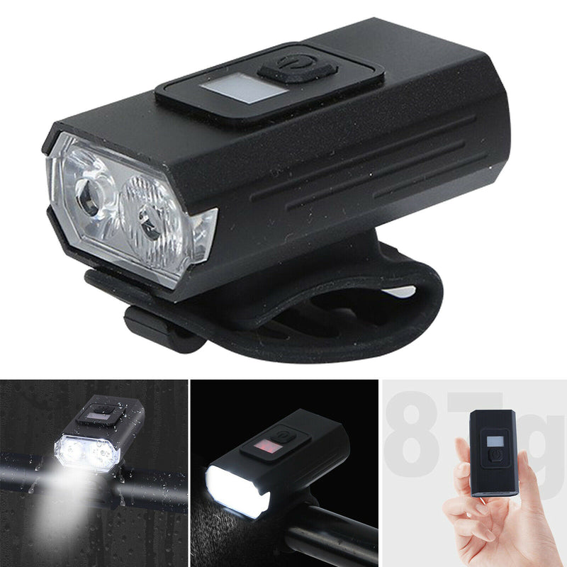 USB Rechargeable Bike Light Bicycle Front Headlight Cycling Beam Flashlight