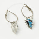 1Pair Blue Crystal Rhinestone Enamel Butterfly Dangle Hoop beautiful Earrings