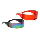 2pcs Futuristic Wrap Visor Sunglasses Robotic Narrow Flat Top Sun Glasses