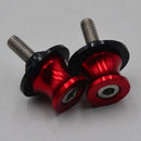 2Pcs 8mm Motorcycle CNC Pair Red Swing Arm Sliders Stand Screws Universal