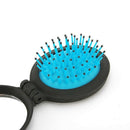 Two Piece Foldable Mirrored Mini Hairbrush Set
