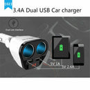 1 to 2 Sockets Cigarette Lighter Splitter, Dual USB Car Charger Adapter wit