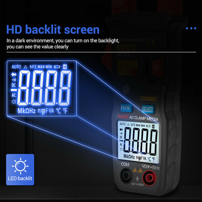 Backlight Capacitance Home LCD Display Digital Clamp Meter AC DC Current Voltage