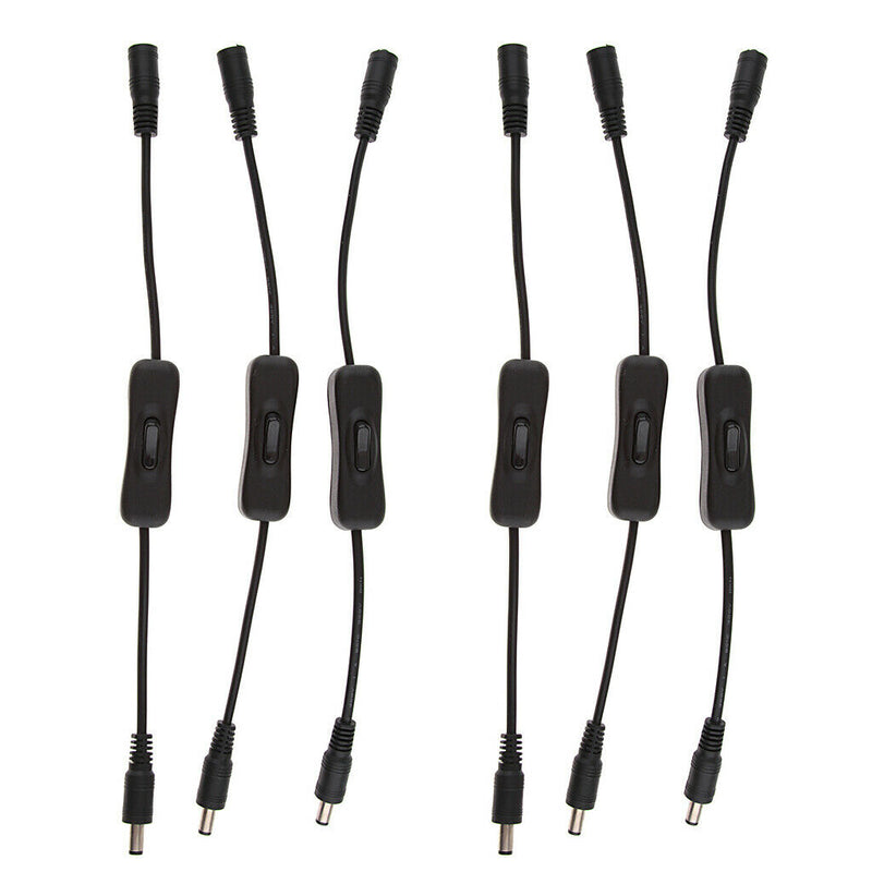 6pcs LED Strip Light Inline On/Off Switch DC Power Adapter Connector 5.5x2.1mm