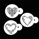 Novelty 3PCS/SET Heart Fondant Cake Stencil Cappuccino Cupcake Decoration ME