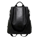 Women Backpack PU Leather School Shoulder Bag Casual Rucksacks (Black) SN9F