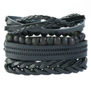4pcs Retro Weave Bracelet Multilayer Leather Bangles Unisex Jewelry Gift