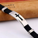 1X Cool Fashion Black Silicone Bracelet Charm Wristband Men's Stainless Ste