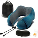Blue Travel Pillow Memory Foam with 360-Degree Head Support Comfortable Nec