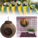 1xNatural Coconut Shell Bird Nest House Hut Cage Feeder Pet Parrot Parakeet E7J9