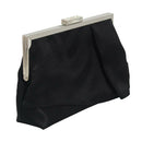 Black Satin Crystal Clustered Buckle Evening Clutch Bag Handbag Prom Purse