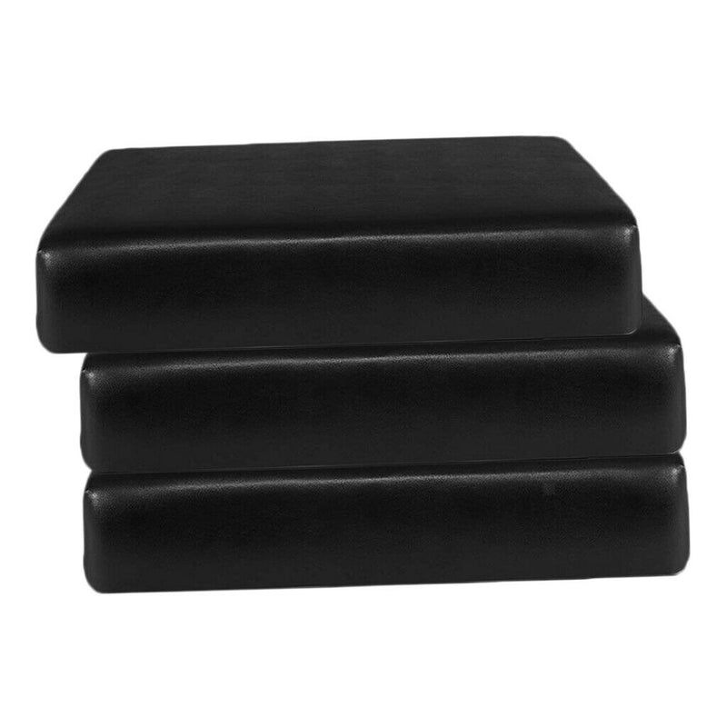3x PU Leather Single Seat Cushion Slipcovers Covers for Sofa Couch Chairs Black