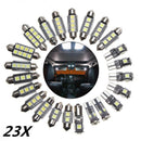 23pcs LED Car Light White Bulb Interior Map Dome Trunk License Plate Lamps Kit