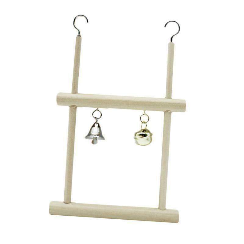 Wooden Bell Swing with Landing Place for Budgie Parakeet Cockatiel Conure