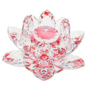 Crystal Lotus Flowers Crafts Paperweights Buddhist Feng Shui Ornaments Red