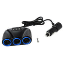 12V/24V 120W 3 Way Sockets Car Cigarette Lighter Adapter Splitter 3 USB Charger