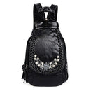 Embroidery Flowers Women Backpack Small Soft Pu Leather Backpacks for Girls