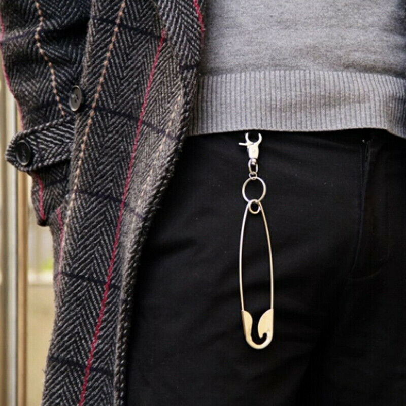 Unisex Punk Metal Wallet Belt Chain Rock Pants Keychain Pin Ring Clip Keyring`US
