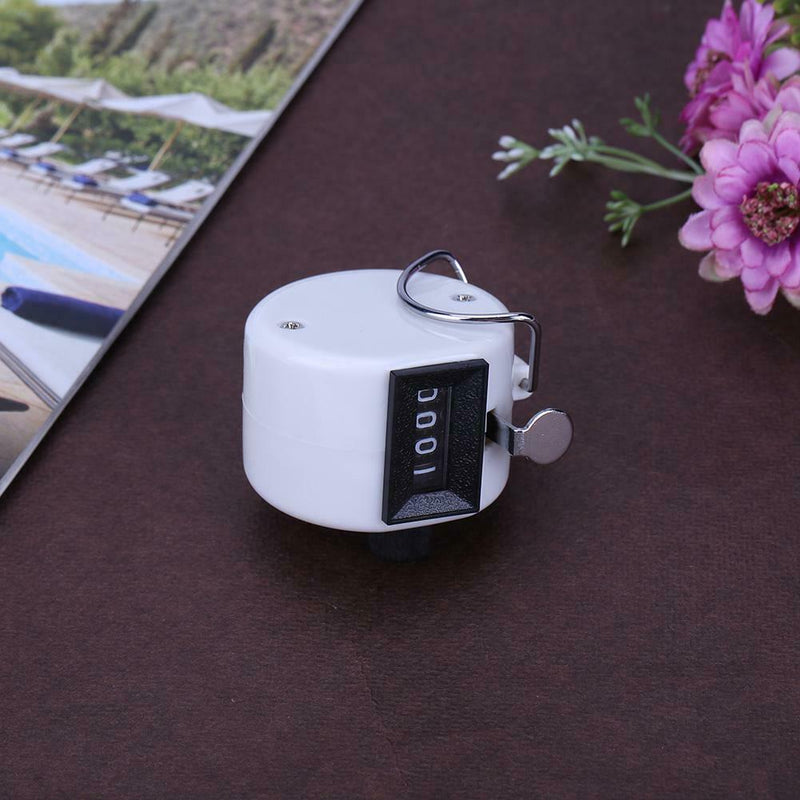 Clicker Counter 4 Digit Number Counters Plastic Shell Hand Held(White)