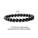 100% Natural Black Onyx Bead Real Stone Mens Stretch Elastic Bracelet 8mm Hot