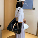 Fashion PU Handbag Women Totes Simple Large Capacity Shoulder Bag (Black)