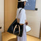Fashion PU Handbag Women Totes Simple Large Capacity Shoulder Bag (Black)
