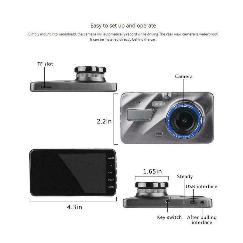 4" Vehicle HD 1080P Car Dashboard DVR Camera Video G-Sensor Dash Recorder U9M0