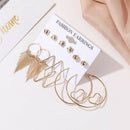 6Pcs/set Fashion Women Alloy Heart Geometries Dangle Earrings Charms Jewelry