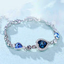 Fashion Charm Women Ocean Heart Blue Crystal Rhinestone Bangle Bracelet K4Y Q2A8