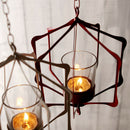 Iron Hollow Candle Holder Candelabrum Lantern Wall Hanging C - Red