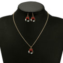 Creative Christmas Drop Earrings Rhinestone Pendant Necklace Jewelry Set A