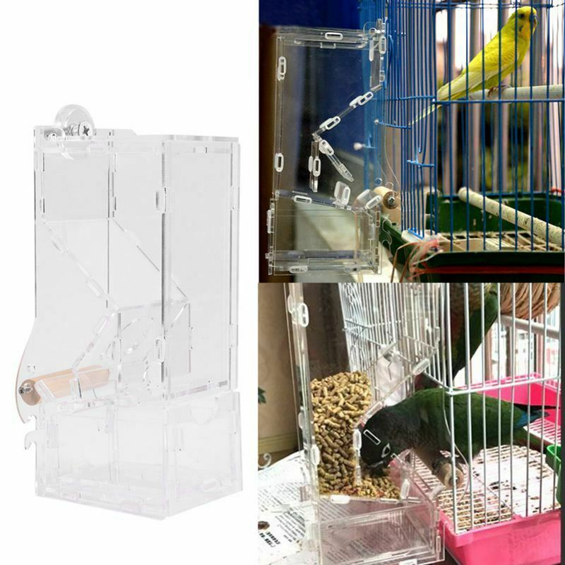 Automatic Bird Feeder Pet Bird Cage Feeder Food Container Feeding Parrot Au W2E2