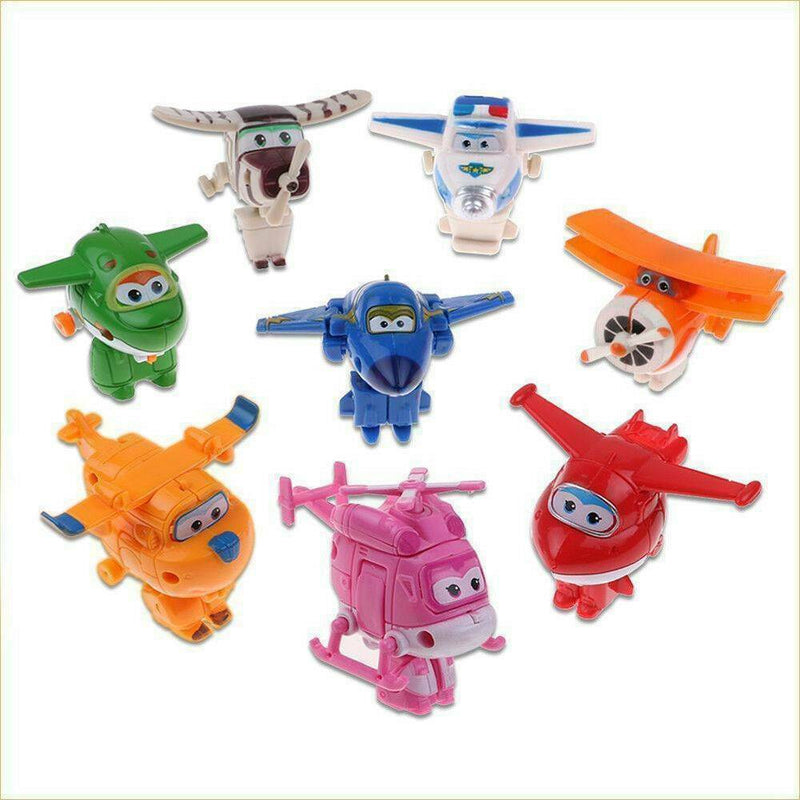 8Pcs TV Animation Super Wings Transforming Plane Mini Characters Toys Robot 2020