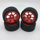 4Pieces Tires Wheel Rims Set fits WLTOYS 144001 1:14 A959 A949 RC Parts Red
