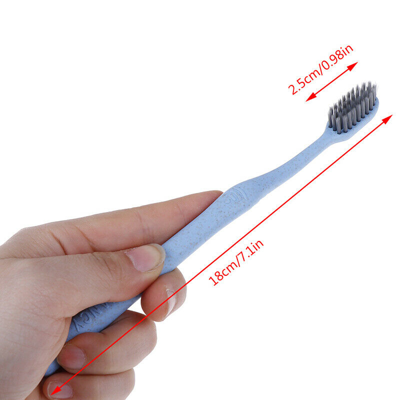 4Pcs Wheat Straw Bamboo Charcoal Soft Toothbrush Hygiene Eco-Friendly Oral Cl JR