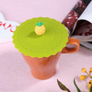 Silicone Cup Lid Heat Resistant Leakproof Reusable Sealed Cover (Pineapple) A