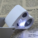 30X 60X Illuminated Magnifier Glass Loupe Dual Lens Lam Jewelry Appraisal Tool
